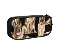 IguaTu German Shepherd Dog Pencil Case, Large Capacity Double Layer Student Pencil Case - Durable Oxford Fabric School and Office Supplies Organizer