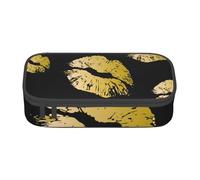 IGUATU Gold Lips Large Capacity Pencil Case for School, Stationery Organiser Pouch with Compartments, Zipper Bag