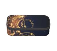 IGUATU Gold Musical Note with Shiny Star Large Capacity Pencil Case for School, Stationery Organiser Pouch with Compartments, Zipper Bag