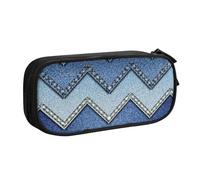 IguaTu Gradient Blue Denim Pencil Case, Large Capacity Double Layer Student Pencil Case - Durable Oxford Fabric School and Office Supplies Organizer