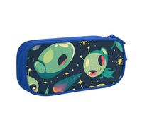 IguaTu Green Aliens Large Capacity Pencil Case - Double Layer Stationery Organiser for School, Office, Travel Use