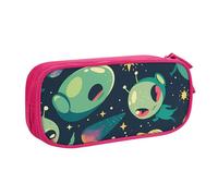 IguaTu Green Aliens Large Capacity Pencil Case - Double Layer Stationery Organiser for School, Office, Travel Use