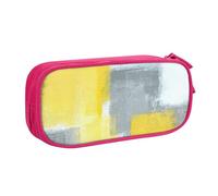 IguaTu Grey and Yellow Abstract Art Painting Pencil Case, Large Capacity Double Layer Student Pencil Case - Durable Oxford Fabric School and Office Supplies Organizer