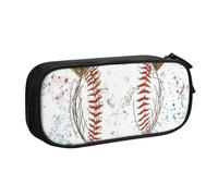 IguaTu Hand Drawn Baseball Bats and Ball Pencil Case, Large Capacity Double Layer Student Pencil Case - Durable Oxford Fabric School and Office Supplies Organizer