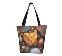 IguaTu Heart Stone Women Casual Shoulder Tote Bag Large Capacity Lightweight Handbag with Zipper for Shopping Travel and Daily Use