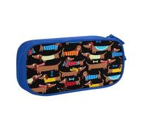 IguaTu I Love My Dog Dachshunds Pencil Case, Large Capacity Double Layer Student Pencil Case - Durable Oxford Fabric School and Office Supplies Organizer