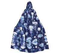 IguaTu Jellyfish Pattern Halloween Adult Hooded Cloak Long Costume Cape with Ribbon Tie, Full Print Cosplay Robe for Party & Masquerade