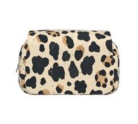 IguaTu Leopard Print Double-Layer Pencil Case, Oxford Fabric Pen Pouch with Zipper and Flap, Large Capacity Stationery Bag for School Office Travel