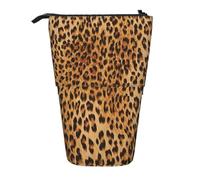 IguaTu Leopard Print Expandable Pencil Case, Telescopic Stationery Organizer, Durable Oxford Fabric Multi-Use Bag for Pens, Makeup