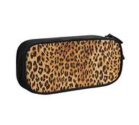 IguaTu Leopard Print Pencil Case, Large Capacity Double Layer Student Pencil Case - Durable Oxford Fabric School and Office Supplies Organizer
