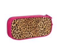 IguaTu Leopard Print Pencil Case, Large Capacity Double Layer Student Pencil Case - Durable Oxford Fabric School and Office Supplies Organizer