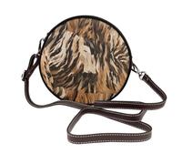 IguaTu Leopard2 Round Leather Shoulder Bag for Women with Detachable Strap, Stylish Crossbody Circle Purse