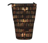 IguaTu Library Bookshelf Book Expandable Pencil Case, Telescopic Stationery Organizer, Durable Oxford Fabric Multi-Use Bag for Pens, Makeup