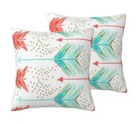 IguaTu Linen-Like Throw Pillow Covers Set of 2, Coral and Teal Arrows Decorative Sofa Pillow Case Double-Sided Print, Invisible Zipper