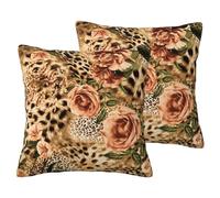 IguaTu Linen-Like Throw Pillow Covers Set of 2, Striped Leopard Decorative Sofa Pillow Case Double-Sided Print, Invisible Zipper