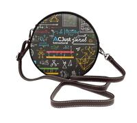 IguaTu Math Formula Round Leather Shoulder Bag for Women with Detachable Strap, Stylish Crossbody Circle Purse