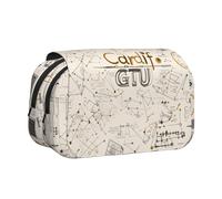 IguaTu Math Geometry Geek Calculus Double-Layer Pencil Case, Oxford Fabric Pen Pouch with Zipper and Flap, Large Capacity Stationery Bag for School Office Travel