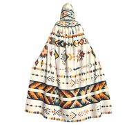 IguaTu Native American Halloween Adult Hooded Cloak Long Costume Cape with Ribbon Tie, Full Print Cosplay Robe for Party & Masquerade