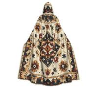 IguaTu Native American Halloween Adult Hooded Cloak Long Costume Cape with Ribbon Tie, Full Print Cosplay Robe for Party & Masquerade