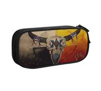 IguaTu Native American Pencil Case, Large Capacity Double Layer Student Pencil Case - Durable Oxford Fabric School and Office Supplies Organizer