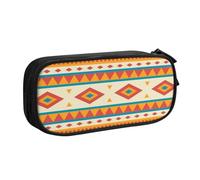 IguaTu Native American Pencil Case, Large Capacity Double Layer Student Pencil Case - Durable Oxford Fabric School and Office Supplies Organizer