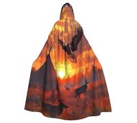 IguaTu Native American Tribes Halloween Adult Hooded Cloak Long Costume Cape with Ribbon Tie, Full Print Cosplay Robe for Party & Masquerade