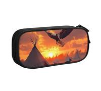 IguaTu Native American Tribes Large Capacity Pencil Case - Double Layer Stationery Organiser for School, Office, Travel Use