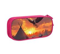 IguaTu Native American Tribes Large Capacity Pencil Case - Double Layer Stationery Organiser for School, Office, Travel Use