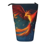 IguaTu Orange Red Phoenix Expandable Pencil Case, Telescopic Stationery Organizer, Durable Oxford Fabric Multi-Use Bag for Pens, Makeup