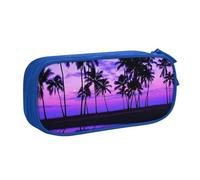 IguaTu Palm Tree Purple Sunset Pencil Case, Large Capacity Double Layer Student Pencil Case - Durable Oxford Fabric School and Office Supplies Organizer
