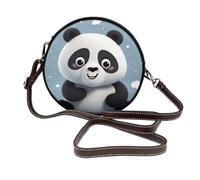 IguaTu Panda Cartoon Round Leather Shoulder Bag for Women with Detachable Strap, Stylish Crossbody Circle Purse