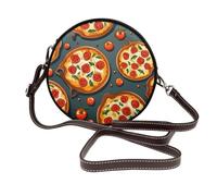 IguaTu Pizza Food Round Leather Shoulder Bag for Women with Detachable Strap, Stylish Crossbody Circle Purse
