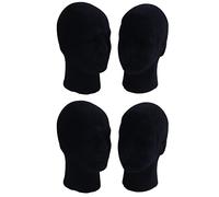 IGUATU Polystyrene Black Foam Men Model Mannequin Head Dummy Stand Shop Display Hat, 4 x BLACK