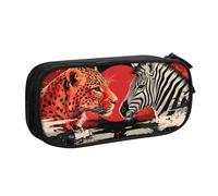 IguaTu Red Leopard and Zebra Animal Large Capacity Pencil Case - Double Layer Stationery Organiser for School, Office, Travel Use