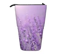 IguaTu Romantic Purple Lavender Expandable Pencil Case, Telescopic Stationery Organizer, Durable Oxford Fabric Multi-Use Bag for Pens, Makeup