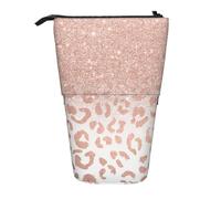 IguaTu Rose Gold Glitter Expandable Pencil Case, Telescopic Stationery Organizer, Durable Oxford Fabric Multi-Use Bag for Pens, Makeup