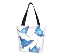 IGUATU Sea Animals Stingrays Women Casual Shoulder Tote Bag Large Capacity Lightweight Handbag with Zipper for Shopping Travel and Daily Use