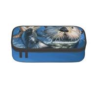 IguaTu Sea Otter Large Capacity Pencil Case for School, Stationery Organiser Pouch with Compartments, Zipper Bag