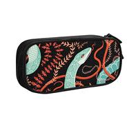 IguaTu Snake and Flower Pencil Case, Large Capacity Double Layer Student Pencil Case - Durable Oxford Fabric School and Office Supplies Organizer