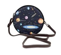 IguaTu The Solar Family Round Leather Shoulder Bag for Women with Detachable Strap, Stylish Crossbody Circle Purse