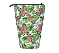 IguaTu Tropical Leaves Expandable Pencil Case, Telescopic Stationery Organizer, Durable Oxford Fabric Multi-Use Bag for Pens, Makeup