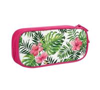 IguaTu Tropical Leaves Pencil Case, Large Capacity Double Layer Student Pencil Case - Durable Oxford Fabric School and Office Supplies Organizer