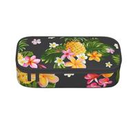 IguaTu Tropical Pineapple Hawaiian Large Capacity Pencil Case for School, Stationery Organiser Pouch with Compartments, Zipper Bag