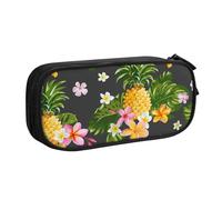IguaTu Tropical Pineapple Hawaiian Pencil Case, Large Capacity Double Layer Student Pencil Case - Durable Oxford Fabric School and Office Supplies Organizer