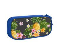 IguaTu Tropical Pineapple Hawaiian Pencil Case, Large Capacity Double Layer Student Pencil Case - Durable Oxford Fabric School and Office Supplies Organizer