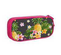 IguaTu Tropical Pineapple Hawaiian Pencil Case, Large Capacity Double Layer Student Pencil Case - Durable Oxford Fabric School and Office Supplies Organizer