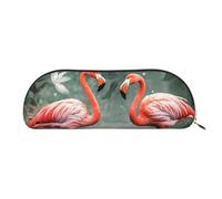 IguaTu Two Red Flamingos Leather Pencil Pouch - Cosmetic Bag with Smooth Zip - Coin Bag - Office Stationery Organiser