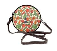 IguaTu Vegetable Fruit Round Leather Shoulder Bag for Women with Detachable Strap, Stylish Crossbody Circle Purse
