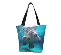 IguaTu West Indian Manatees Women Casual Shoulder Tote Bag Large Capacity Lightweight Handbag with Zipper for Shopping Travel and Daily Use