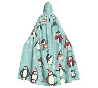 IguaTu Winter Christmas Penguins Halloween Adult Hooded Cloak Long Costume Cape with Ribbon Tie, Full Print Cosplay Robe for Party & Masquerade